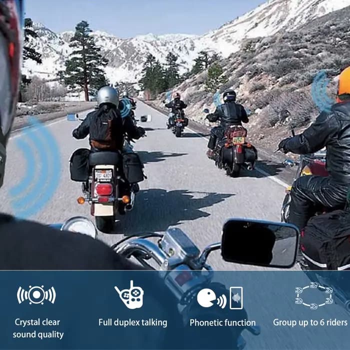 XINOWY-Oreillette Bluetooth V6 PRO pour casque de moto, appareil de communication pour 6 motocyclist