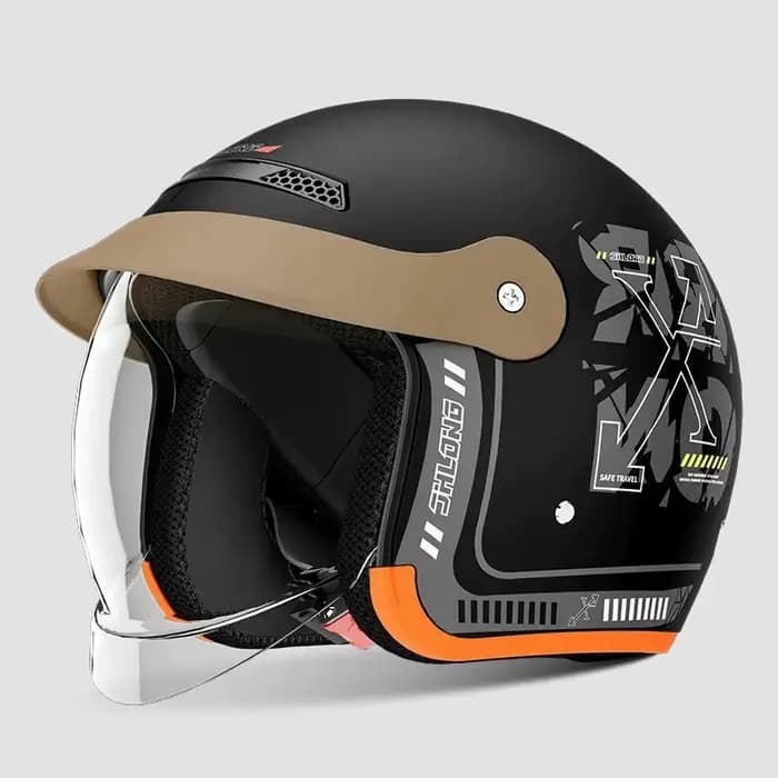 Casque Demi-Coque Rétro Coupe-Vent Chaud pour Vélo Électrique, Moto, Scooter – Casque de Sécurité Ri
