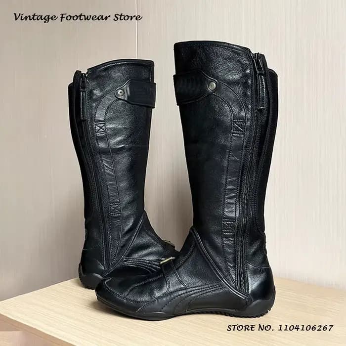 Bottes de moto à boucle de ceinture de style sportif Bout rond Plat avec chaussures tendance décontr