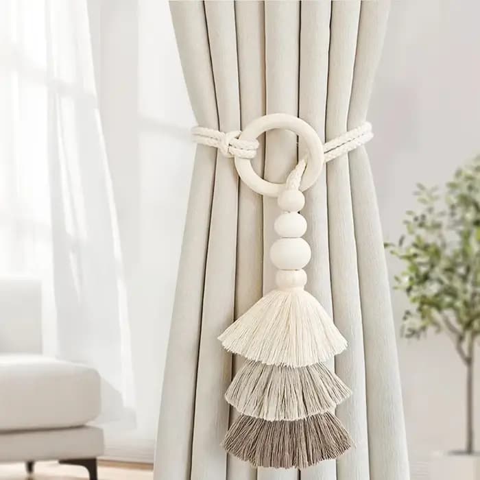 Accessoires de rideaux bohèmes, boucle de rideau simple avec décoration en pompon