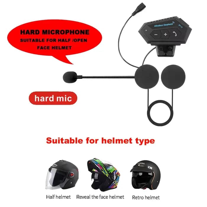 Casque de moto Bluetooth 5.0 BT12, casque, écouteur, sans fil, mains libres, lecteur de musique, Hur