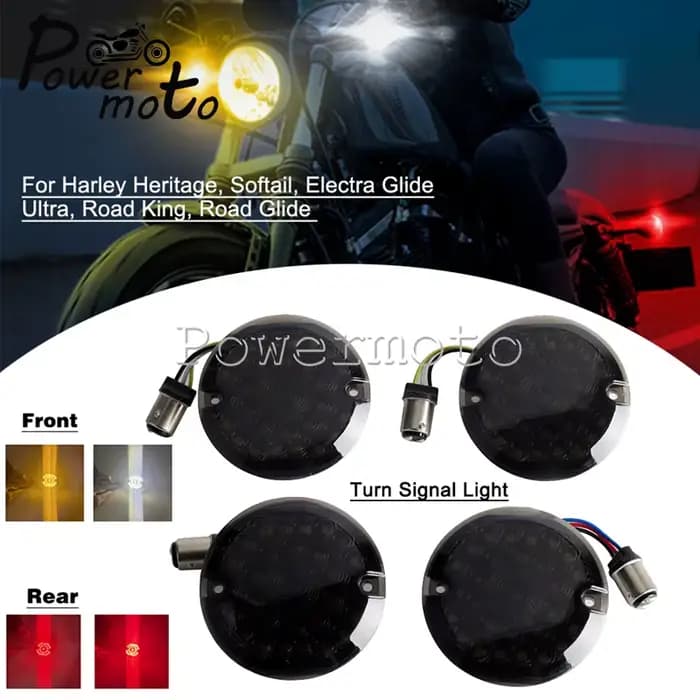 Clignotants LED avant et arrière de 3 1/4 pouces, indicateur pour Harley Heritage Softail Electra Gl