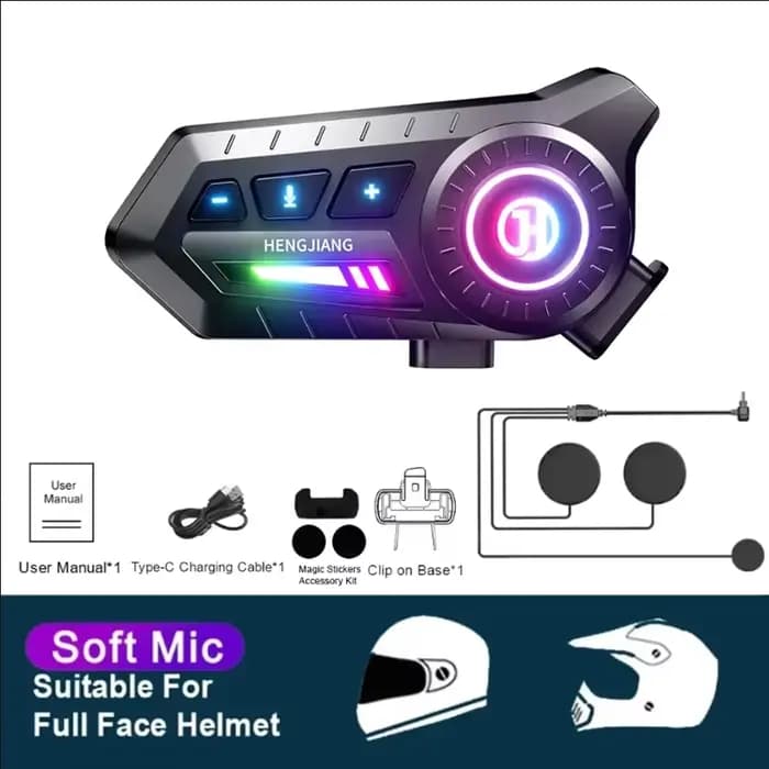 Casque de Moto Bluetooth 6.0 casque 1000mAh Moto écouteur Moto mains libres casque sans fil avec lum