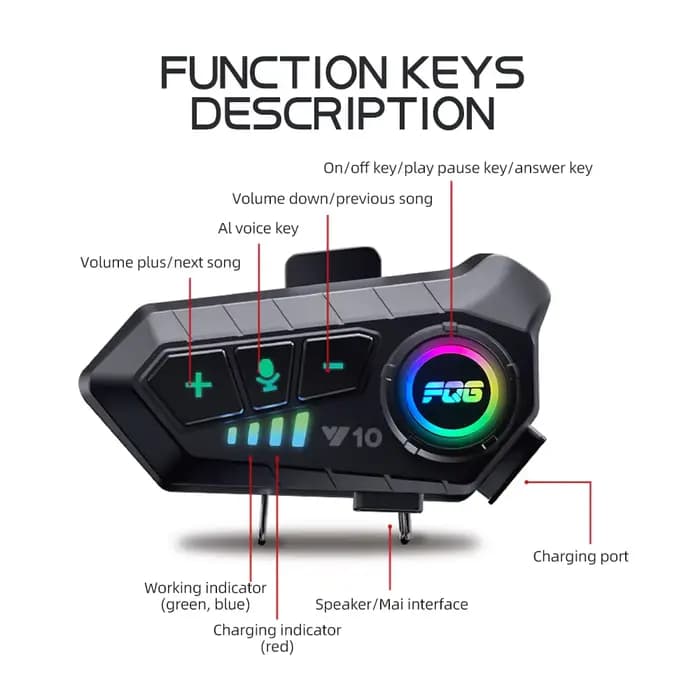 Casque de moto sans fil Bluetooth 5.3, kit de téléphone d'appel mains libres, écouteur étanche, lect
