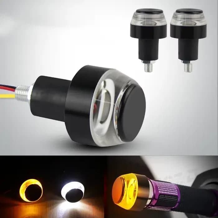 2 pièces 12V moto LED guidon fin clignotant blanc jaune clignotant poignée barre de poignée clignota