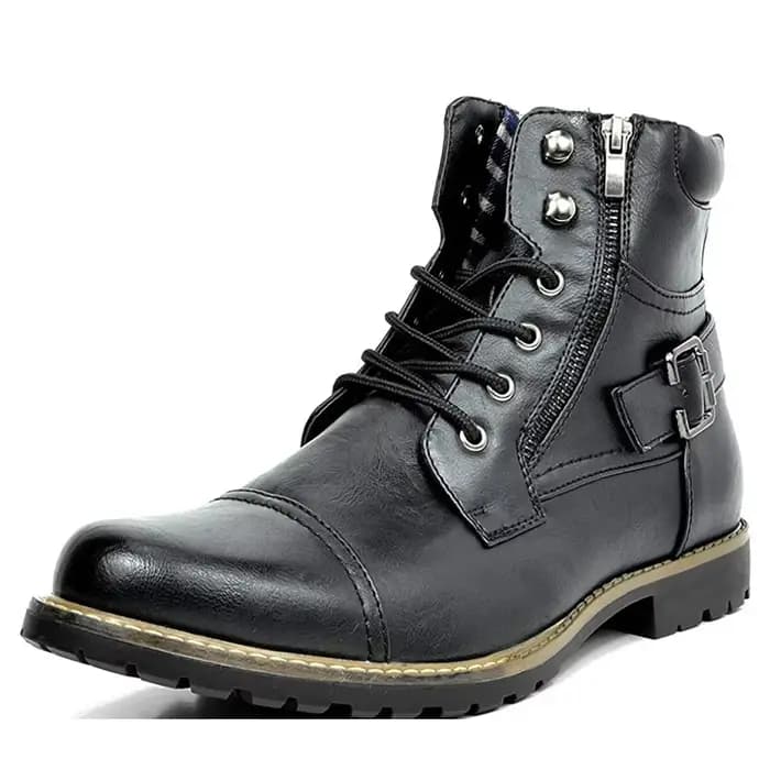Hommes botte métal Double fermeture éclair moto botte hommes en cuir grande-bretagne bottines Botas