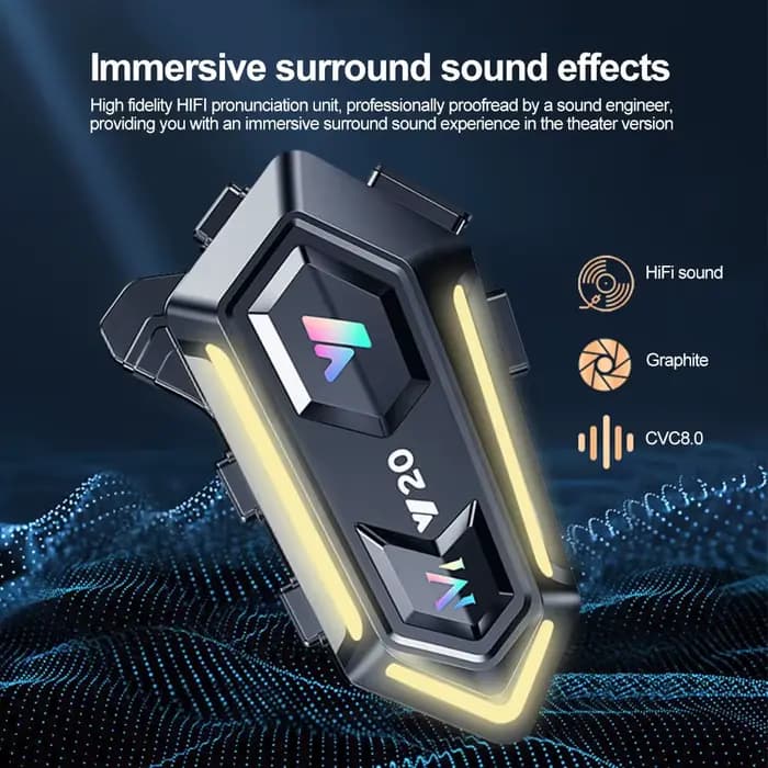 Casque de moto Bluetooth 5.3, casque d'écoute sans fil, étanche, réduction du bruit, mains libres, a