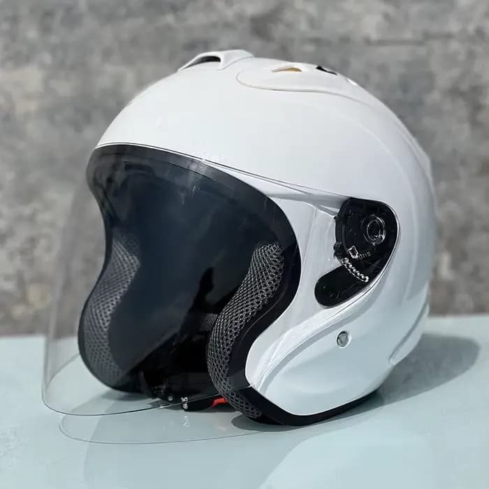 Ram4 blanc perle demi-Casque course visage ouvert Casque d'été hommes et femmes Moto Casque de sécur