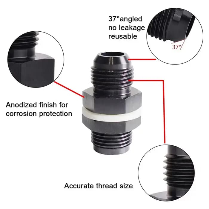 Adaptateur de réservoir de cellule de carburant évasé mâle AN6 AN8 AN10 AN12, raccord de cloison dro