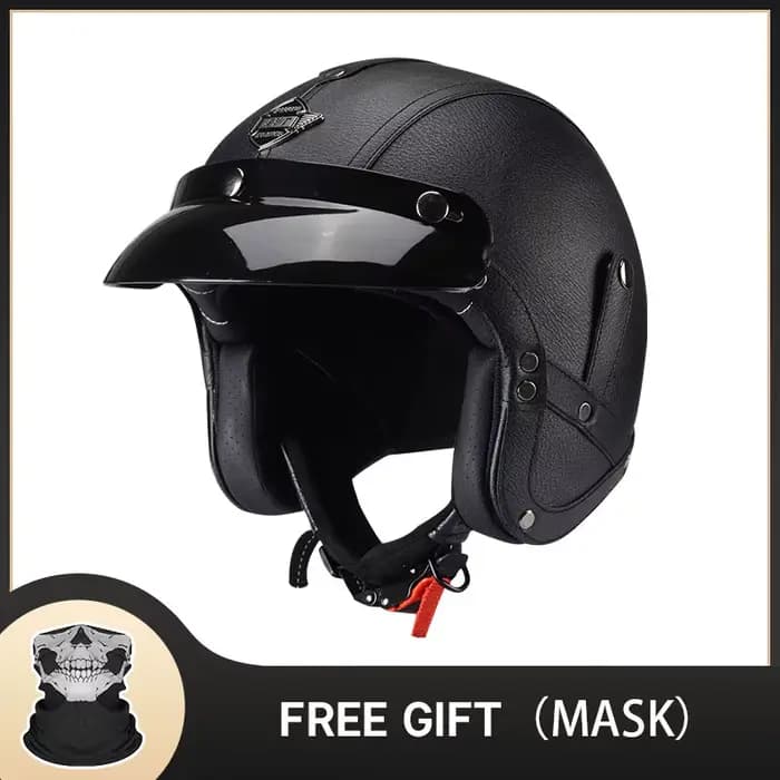 Casque de moto rétro classique allemand, casque ouvert, cuir, casques de scooter, Chopper, Lomatérit
