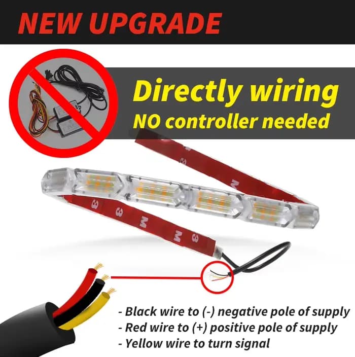 1 paire de feux de jour LED DRL coulants, bande LED séquentielle et Flexible, clignotant DRL pour fe