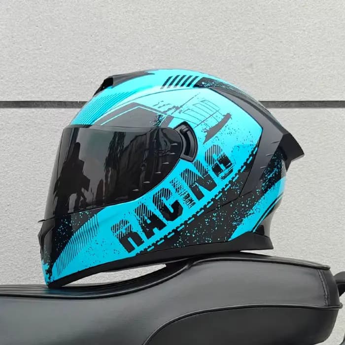 Casque intégral de moto en Fiber de carbone, casque de course de sécurité certifié à motif noir, DOT