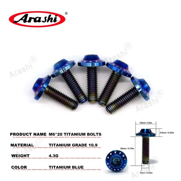 Arashi M6 / M8 Boulon De Montage En Titane Disque De Frein Rotor Disque Vis Pour YAMAHA MT03 MT-07 M