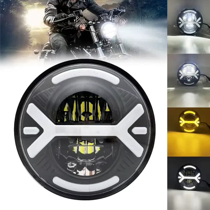 Phare LED noir de 5,75 pouces 5 3/4 "led DRL 40W phares de moto pour Harley Sportster 883 XL883 FXCW