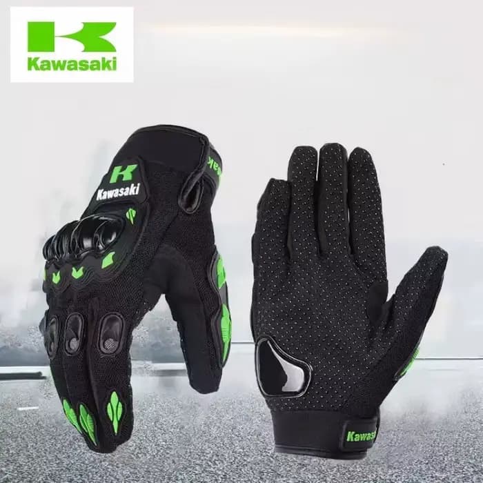 Gants de moto Kawasaki respirants pour l'été, à doigts entiers, antidérapants, résistants à l'usure,