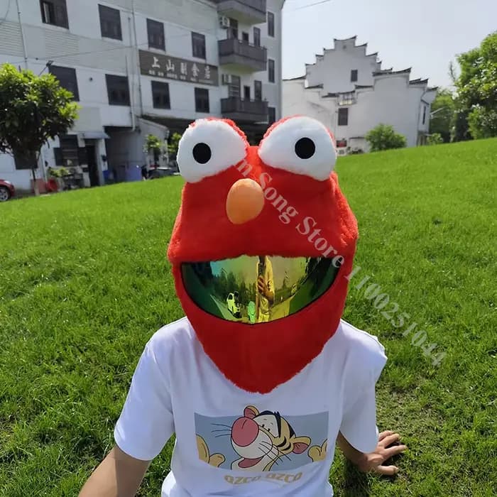 Housses de casque de moto en peluche de dessin animé, housse de protection, housses complètes pour c