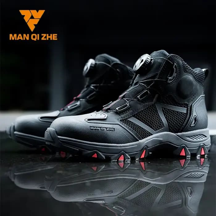 FEHER – bottes de moto en cuir de vache respirant pour l'été, bottes de conduite et de déplacement,