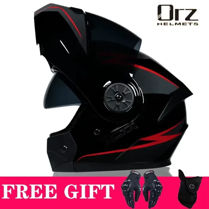 Casque de moto à rabat modulaire de sécurité approuvé DOT, Voyage Racing, double lentille, visière i