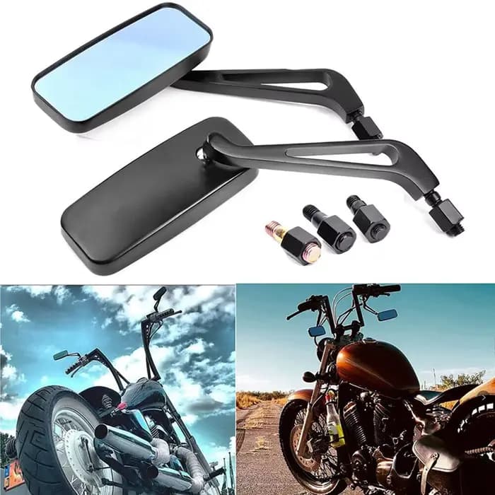 Rétroviseurs de moto rectangulaires noirs pour Harley Cruiser Bobber Chopper Softail Sportster