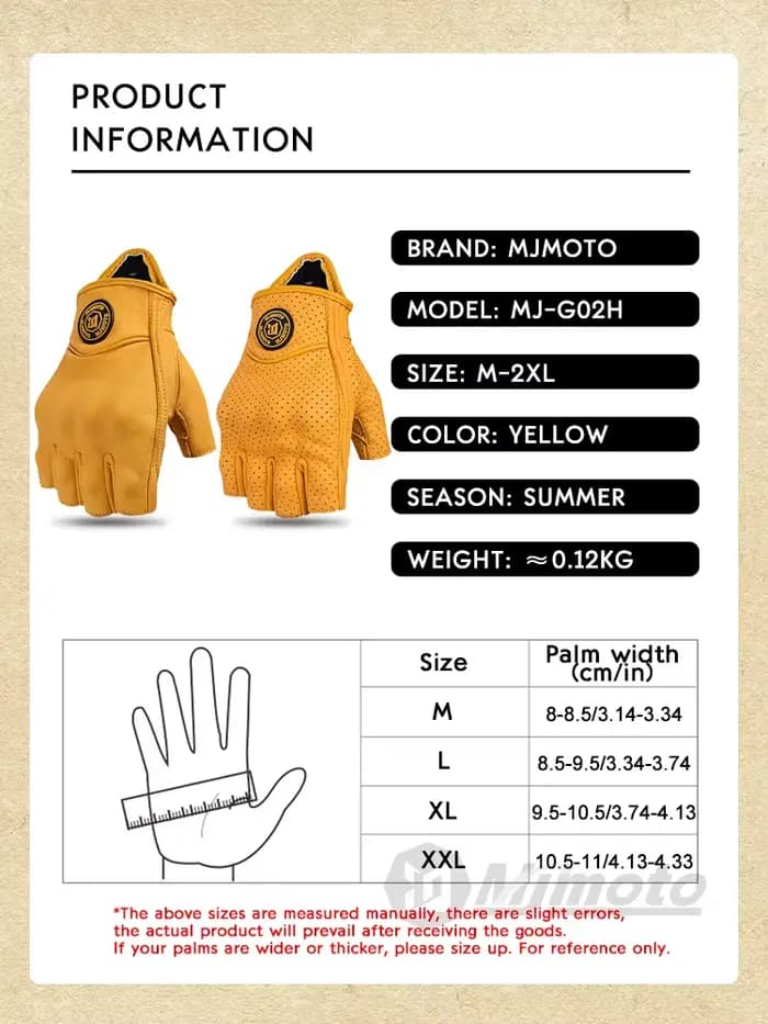 MJMOTO rétro cuir moto demi doigt gants écran tactile Motocross gants coque dure Protection moto gan