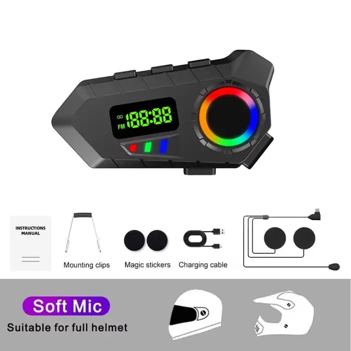 Oreillette Bluetooth 6.0 pour moto, appareil de communication pour casque, sans fil, mains libres, K