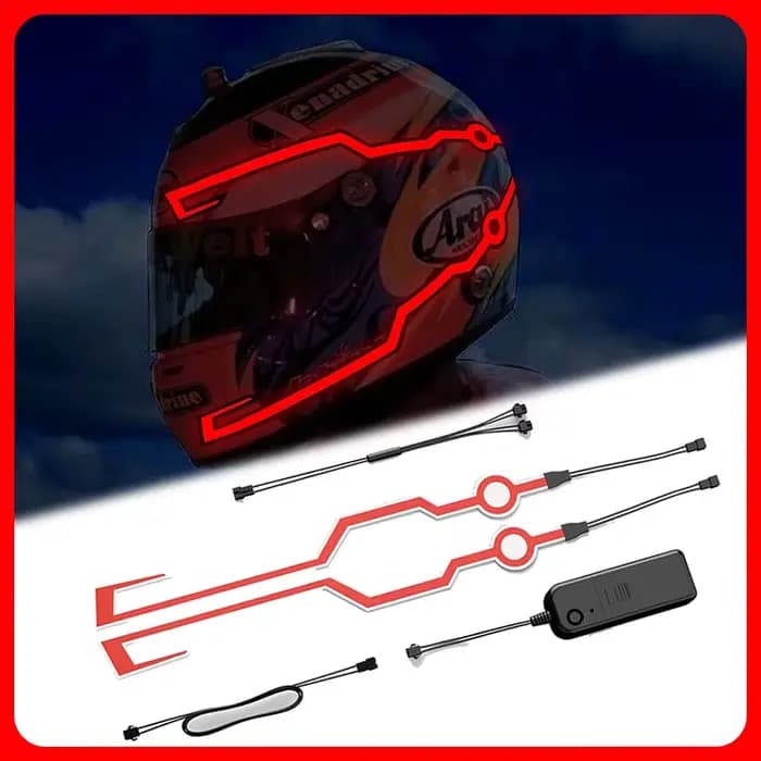 Nouveau casque de moto LED feux d'avertissement casque de conduite de nuit moteur bande de lumière f