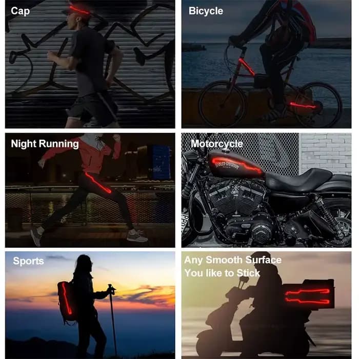 Nouveau casque de moto LED feux d'avertissement casque de conduite de nuit moteur bande de lumière f