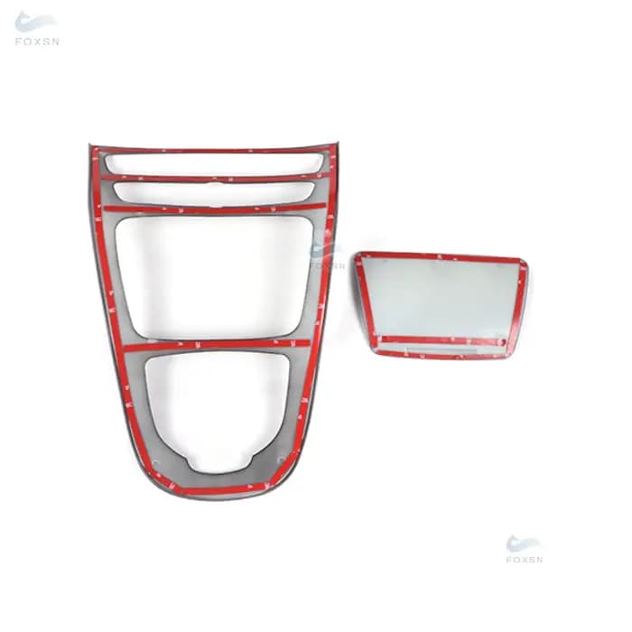Couverture de panneau de vitesse de console Bergame en fibre de carbone ABS de voiture, garniture de