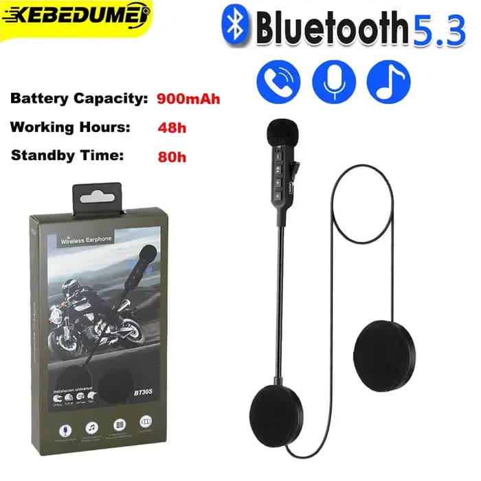 BT30S casque de moto casque Bluetooth 5.3 sans fil écouteur mains libres Kit d'appel stéréo pour cav