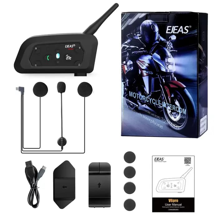 EJEAS V6 PRO + Bluetooth casque de moto Interphone casque avec 800M BT Interphone communicateur 6 co
