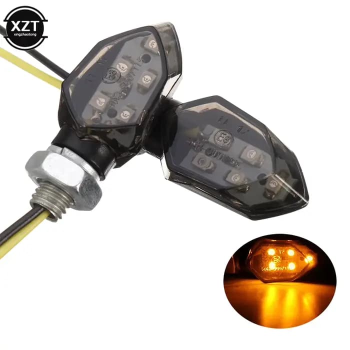 4 pièces/ensemble Mini moto fumée lentille clignotant 5LED 12V ambre clignotant indicateur lampe deu