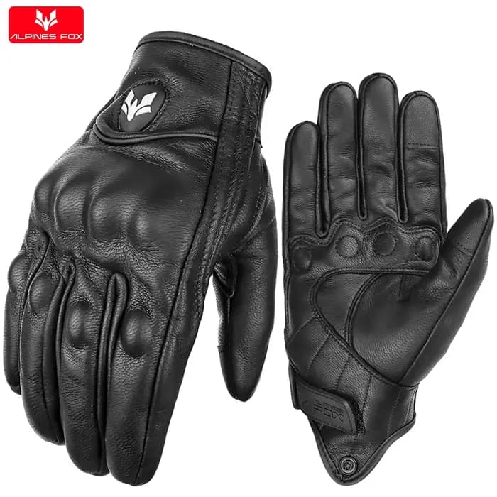 Gants de moto vintage en cuir véritable, gants de moto perforés respirants pour l'été, gants de moto