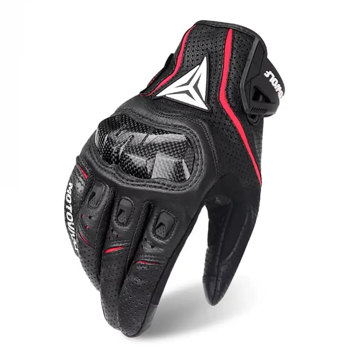 Gants de Moto pour hommes, respirants, en cuir véritable, pour écran tactile, pour saisons, coupe-ve