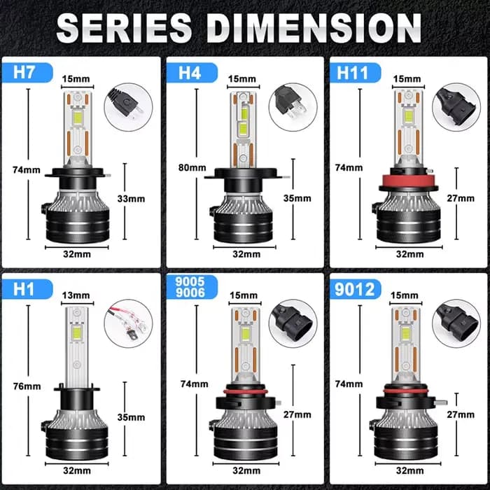K5C H7 LED 60000LM Phares Canbus 8000K H1 H4 H11 9012 HIR2 H8 H9 9005 9006 HB3 HB4 Haute Puissance 6