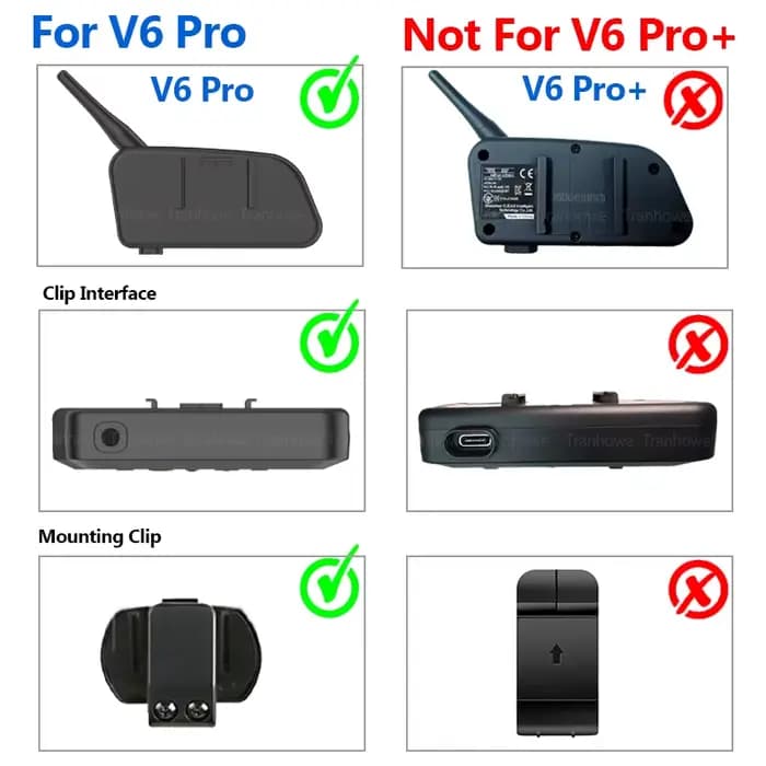 EJEAS V6 PRO Casque Interphone Clip 3.5mm Microphone Haut Parleur Casque pour Vnetphone V4 Moto Blue