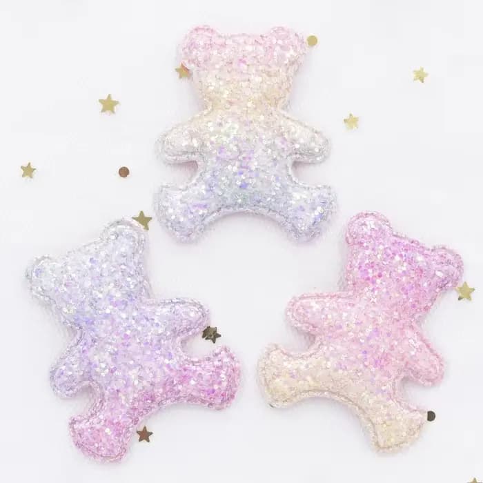 6 Pièces Accessoires Cheveux DIY Paillettes Iridescentes Appliques Ours Décoratives pour Gâteaux et