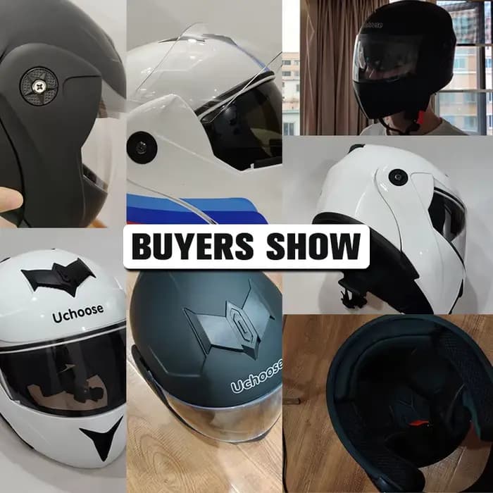 Uchoose casque de moto unisexe Certification DOT Double lentille Section transversale casque sécurit