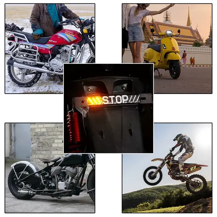 Clignotant LED universel pour moto, feu stop, clignotants, magasins de virage, feu arrière droit, pl