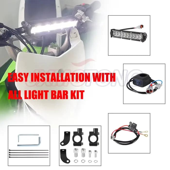 Kit de phares de barre lumineuse LED pour motos, avec supports de montage et interrupteur, pour guid