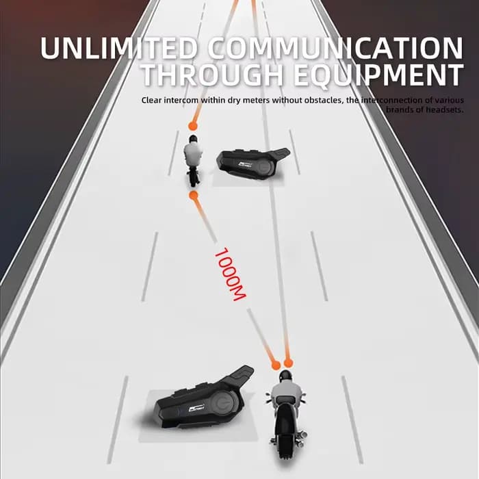 Interphone Bluetooth pour casque de Moto, casque d'écoute pour 2 motocyclistes, Interphone sans fil,