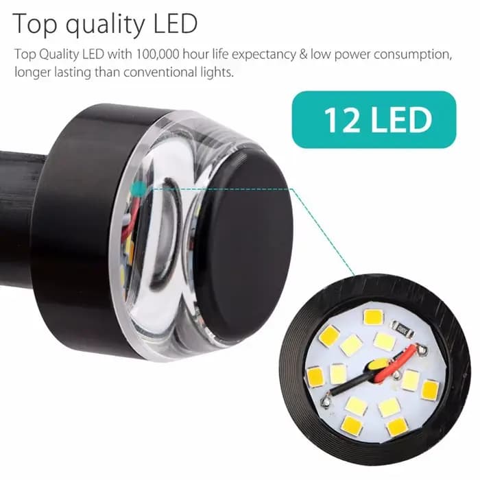 2 pièces 12V moto LED guidon fin clignotant blanc jaune clignotant poignée barre de poignée clignota