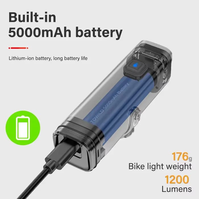 TOWILD CL1200 lumière de vélo intelligente télécommande lumières de vélo 5000mAh batterie type-c Rec