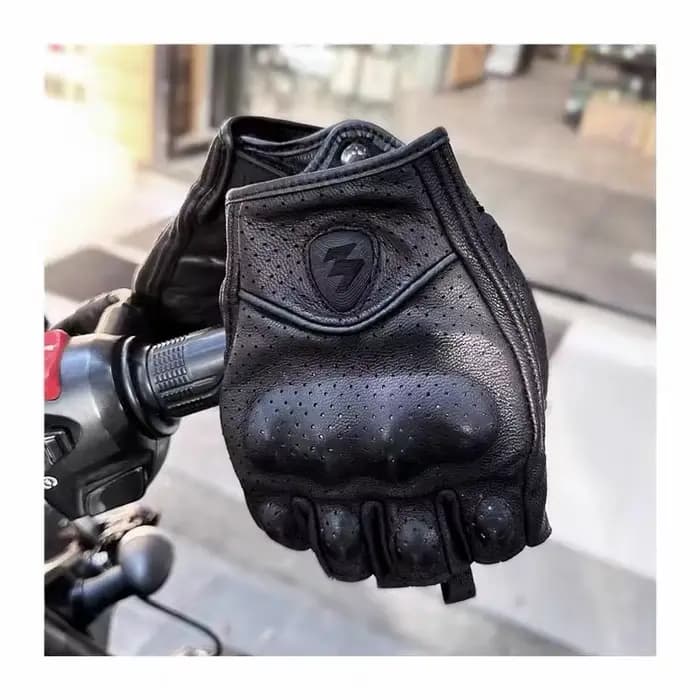 Gants de Moto d'été sans doigts, accessoires en cuir de chèvre, demi-doigt, Motocross Gant Moto Guan