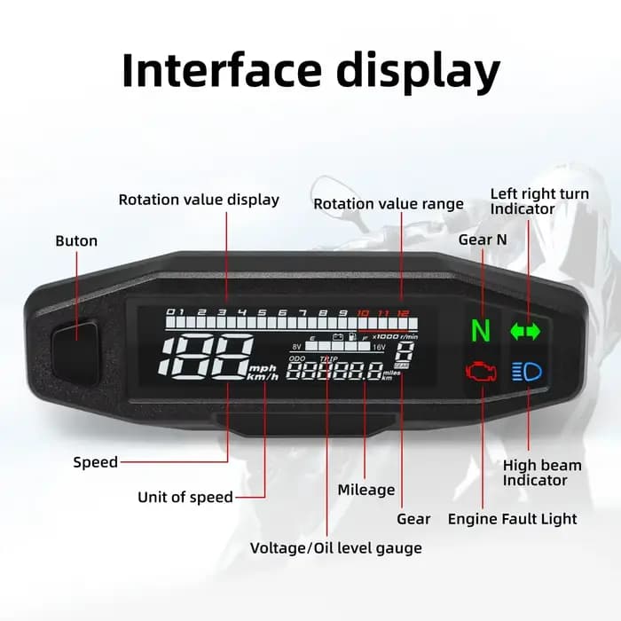 Compteur de vitesse numérique universel pour moto, compteur de moto, tachymètre numérique, capteur d