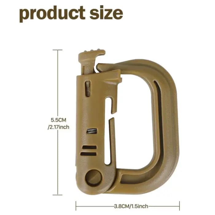 Grimloc – mousqueton Molle D, anneau de verrouillage, Clip en plastique, Type à pression, boucle, mo
