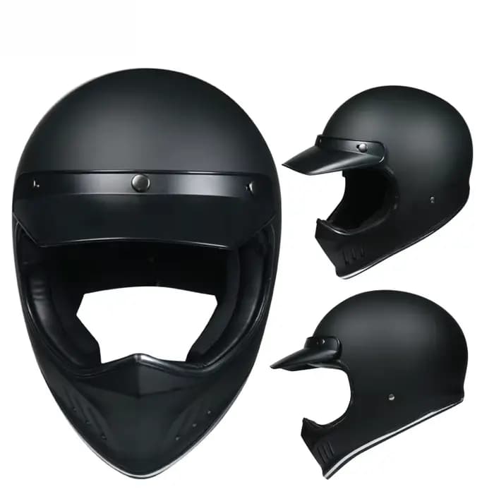 Casque de moto intégral vintage, casque de moto rétro Chopper, ent.com