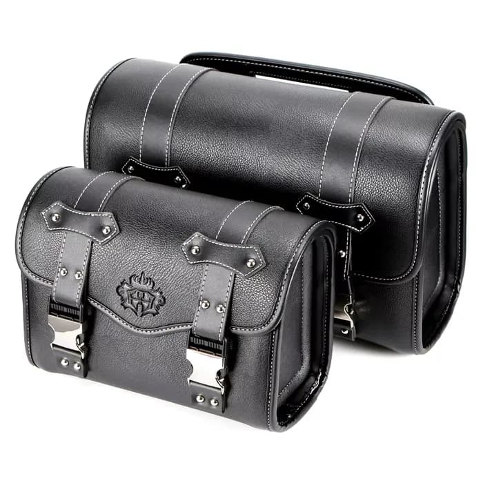 Sacoches de moto universelles, sac de fourche, pochette de bagage en cuir PU, sac à outils latéral,