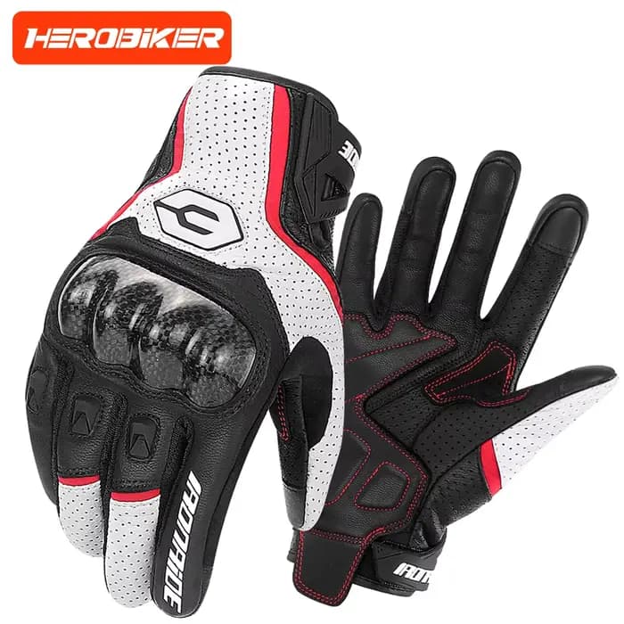 Gants de Moto en Fiber de carbone, cuir de vache, gants de Motocross, équipement de protection antid