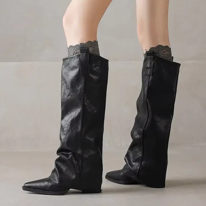 Bottes hautes élégantes à talons mi-hauts pour femmes, escarpins d'hiver à la mode, Chelsea, en cuir