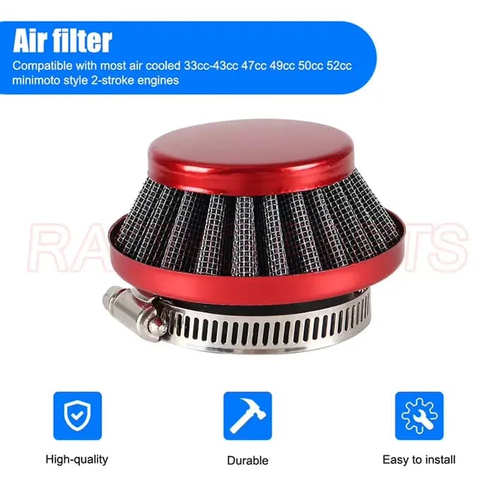Kit de tube d'admission de modification de filtre à air, ajustement rouge, 2 temps, 47cc, 49cc, Mini